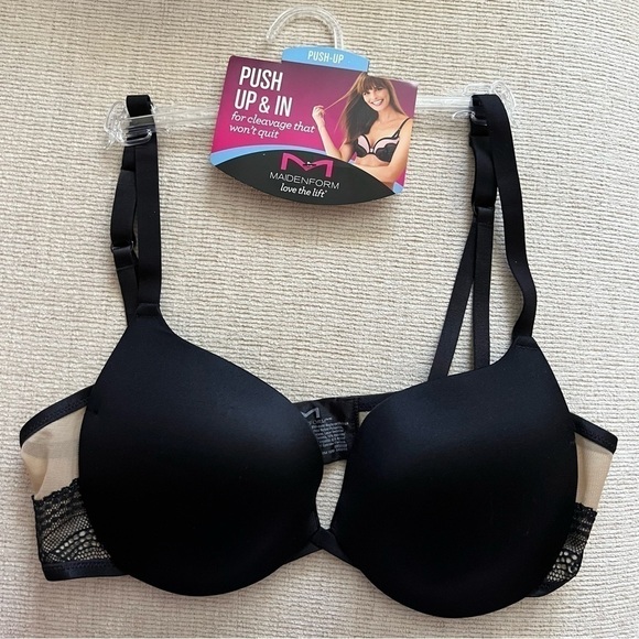 NEW-MAIDENFORM Love The Lift Underwire Demi, Smoothing Lace-Trim Push Up Bra 36C - Picture 2 of 15